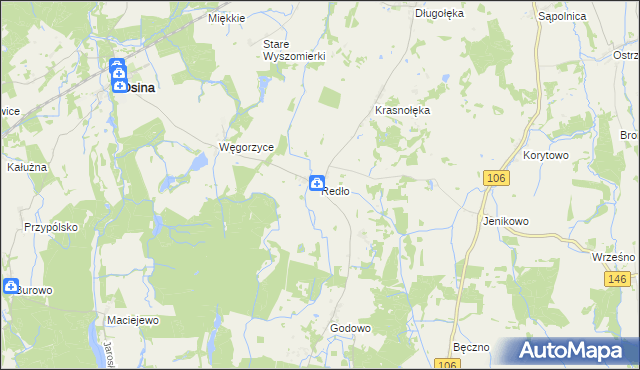 mapa Redło gmina Osina, Redło gmina Osina na mapie Targeo