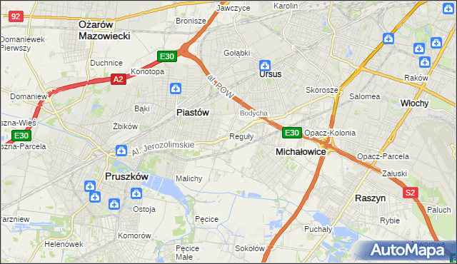mapa Reguły, Reguły na mapie Targeo