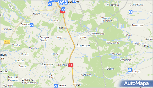 mapa Rogaszyce gmina Ostrzeszów, Rogaszyce gmina Ostrzeszów na mapie Targeo