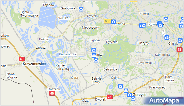 mapa Rogów gmina Gorzyce, Rogów gmina Gorzyce na mapie Targeo