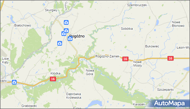 mapa Rogóźno-Zamek, Rogóźno-Zamek na mapie Targeo