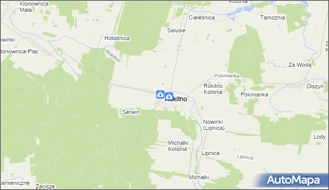 mapa Rokitno powiat bialski, Rokitno powiat bialski na mapie Targeo
