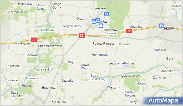 mapa Romanówek, Romanówek na mapie Targeo