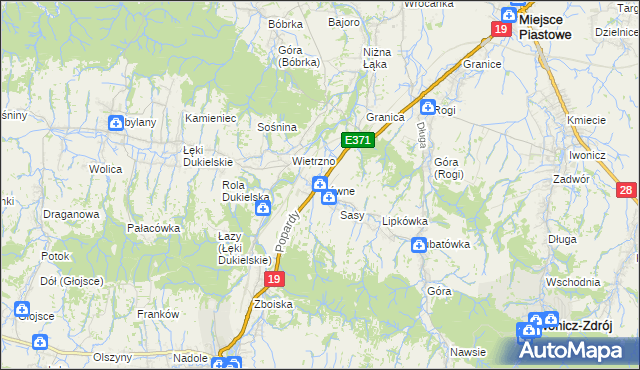 mapa Równe gmina Dukla, Równe gmina Dukla na mapie Targeo