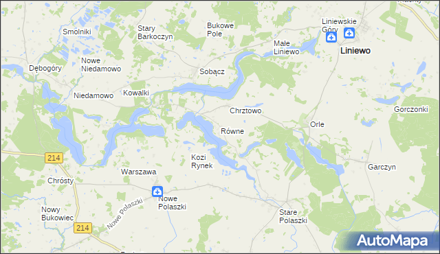 mapa Równe gmina Liniewo, Równe gmina Liniewo na mapie Targeo