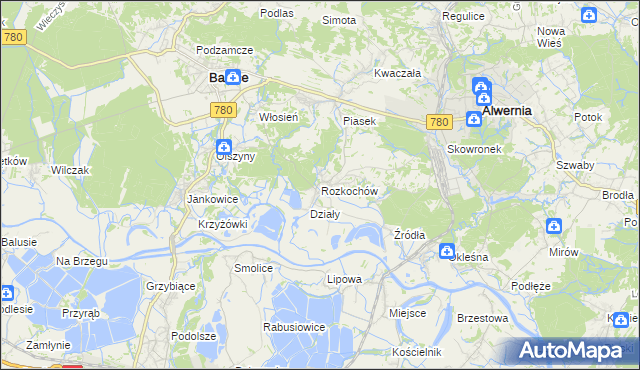 mapa Rozkochów gmina Babice, Rozkochów gmina Babice na mapie Targeo