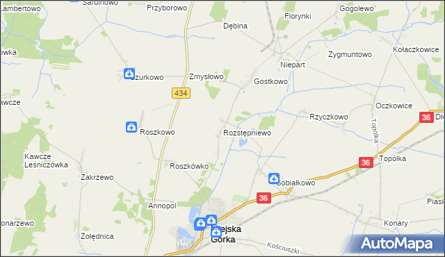 mapa Rozstępniewo, Rozstępniewo na mapie Targeo