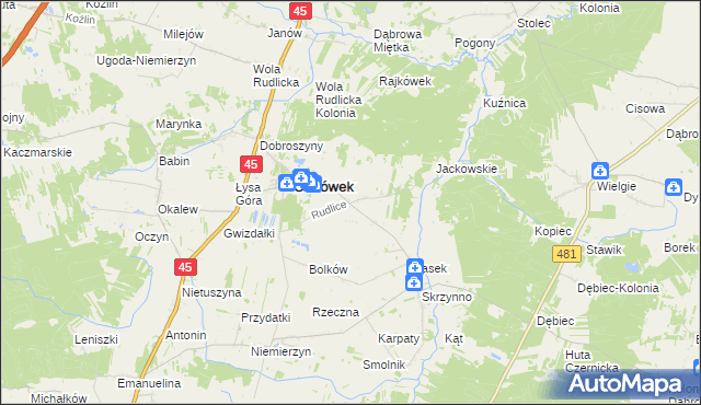 mapa Rudlice, Rudlice na mapie Targeo