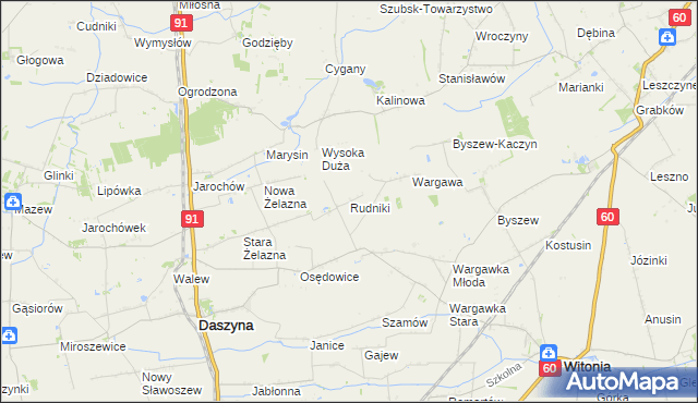 mapa Rudniki gmina Witonia, Rudniki gmina Witonia na mapie Targeo