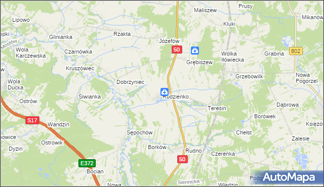 mapa Rudzienko gmina Kołbiel, Rudzienko gmina Kołbiel na mapie Targeo