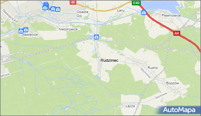 mapa Rudziniec, Rudziniec na mapie Targeo