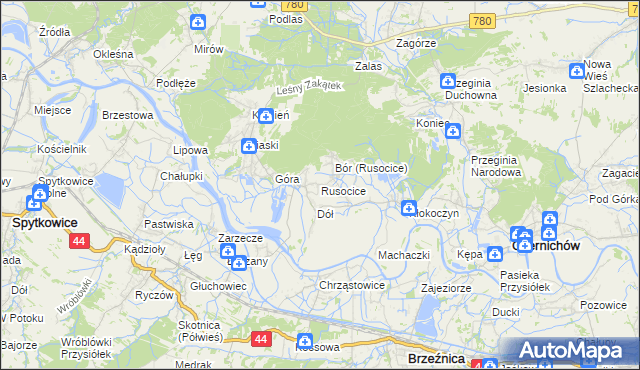 mapa Rusocice gmina Czernichów, Rusocice gmina Czernichów na mapie Targeo