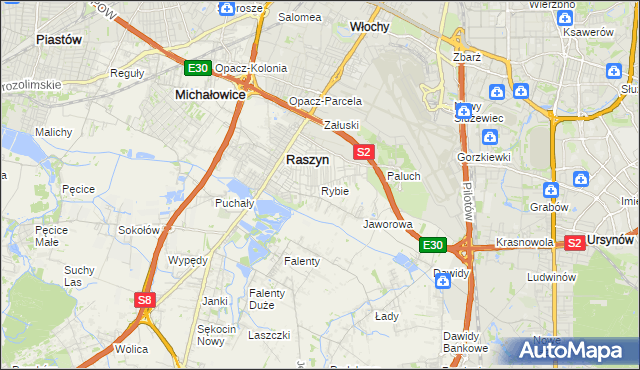 mapa Rybie gmina Raszyn, Rybie gmina Raszyn na mapie Targeo