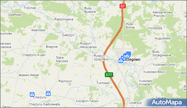 mapa Rydzyn Szlachecki, Rydzyn Szlachecki na mapie Targeo