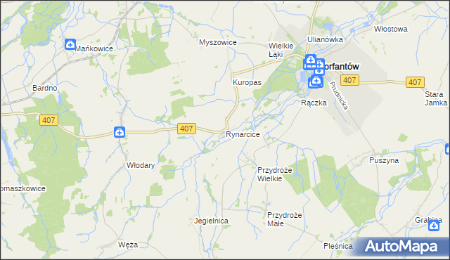 mapa Rynarcice gmina Korfantów, Rynarcice gmina Korfantów na mapie Targeo