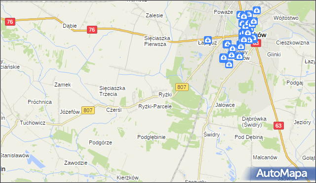 mapa Ryżki, Ryżki na mapie Targeo