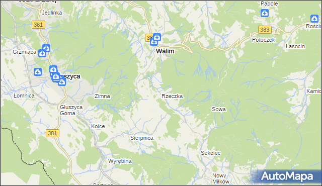 mapa Rzeczka gmina Walim, Rzeczka gmina Walim na mapie Targeo