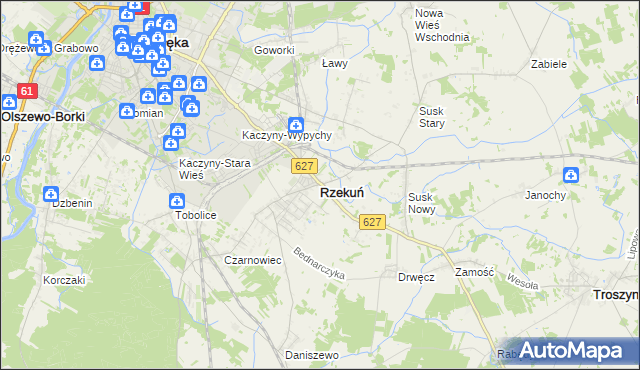 mapa Rzekuń, Rzekuń na mapie Targeo