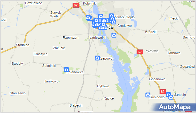 mapa Rzepowo gmina Kruszwica, Rzepowo gmina Kruszwica na mapie Targeo