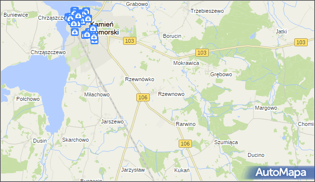 mapa Rzewnowo, Rzewnowo na mapie Targeo