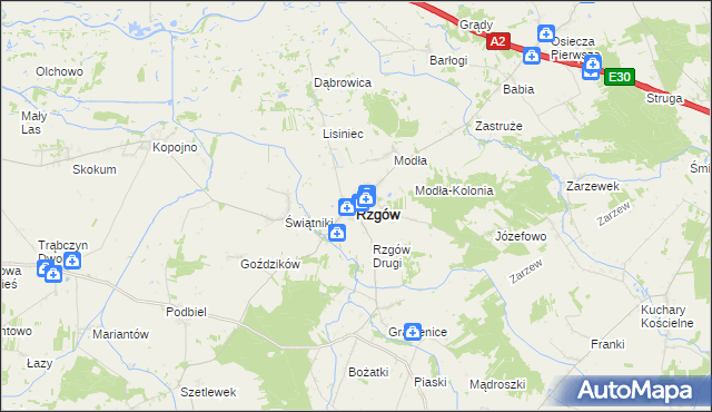 mapa Rzgów powiat koniński, Rzgów powiat koniński na mapie Targeo