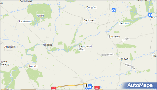 mapa Sadkowski Młyn, Sadkowski Młyn na mapie Targeo
