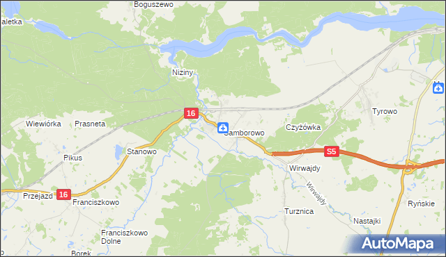 mapa Samborowo, Samborowo na mapie Targeo