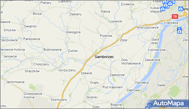 mapa Samborzec, Samborzec na mapie Targeo