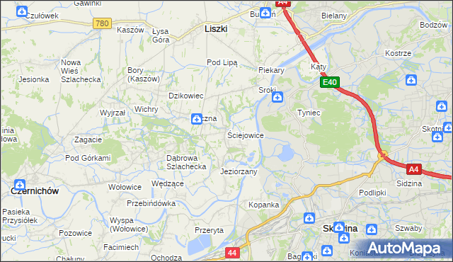 mapa Ściejowice, Ściejowice na mapie Targeo