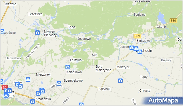 mapa Sęk, Sęk na mapie Targeo