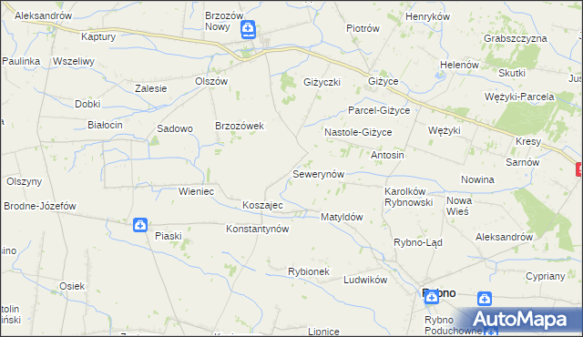 mapa Sewerynów gmina Iłów, Sewerynów gmina Iłów na mapie Targeo