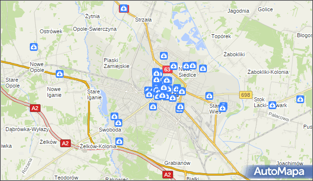 mapa Siedlce, Siedlce na mapie Targeo