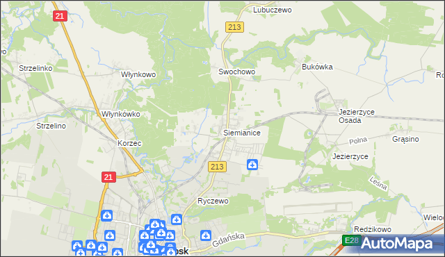 mapa Siemianice gmina Słupsk, Siemianice gmina Słupsk na mapie Targeo