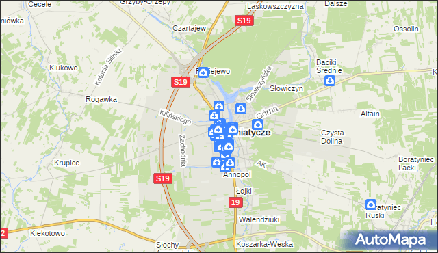 mapa Siemiatycze, Siemiatycze na mapie Targeo