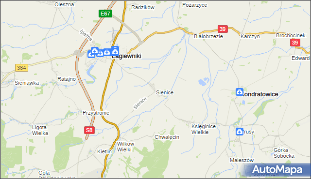 mapa Sienice, Sienice na mapie Targeo