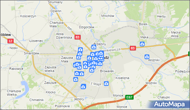 mapa Sieradz, Sieradz na mapie Targeo