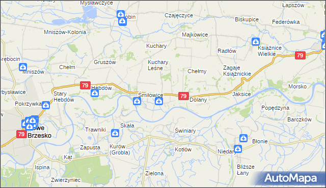 mapa Sierosławice gmina Nowe Brzesko, Sierosławice gmina Nowe Brzesko na mapie Targeo