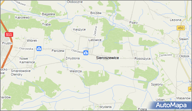 mapa Sieroszewice, Sieroszewice na mapie Targeo