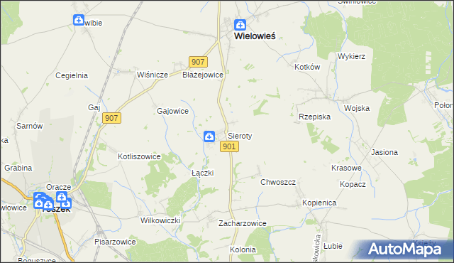 mapa Sieroty, Sieroty na mapie Targeo