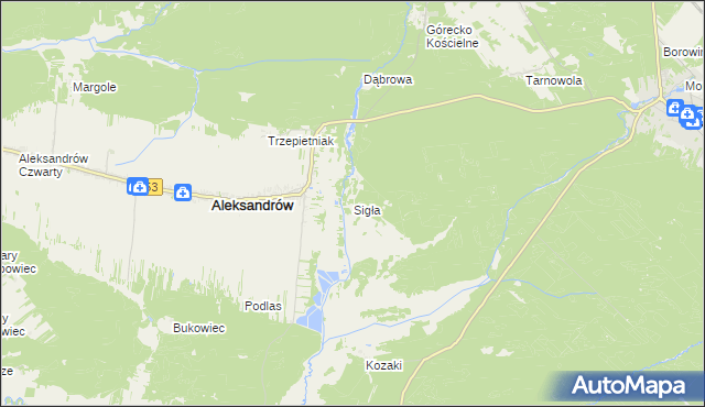 mapa Sigła gmina Aleksandrów, Sigła gmina Aleksandrów na mapie Targeo