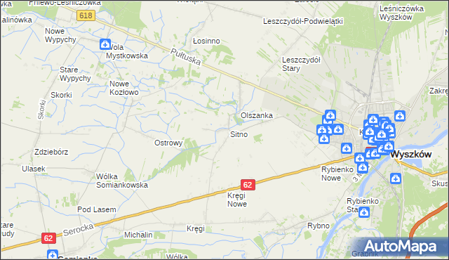mapa Sitno gmina Wyszków, Sitno gmina Wyszków na mapie Targeo