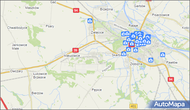 mapa Skarbimierz-Osiedle, Skarbimierz-Osiedle na mapie Targeo