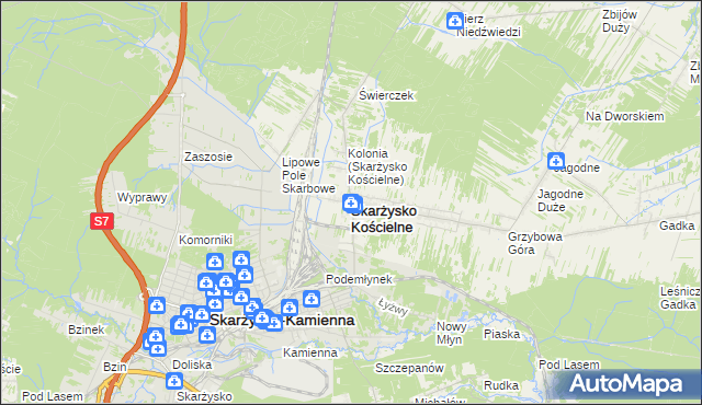 mapa Skarżysko Kościelne, Skarżysko Kościelne na mapie Targeo