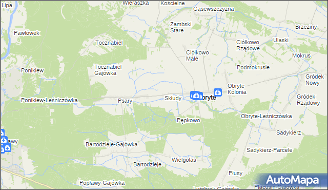 mapa Skłudy, Skłudy na mapie Targeo