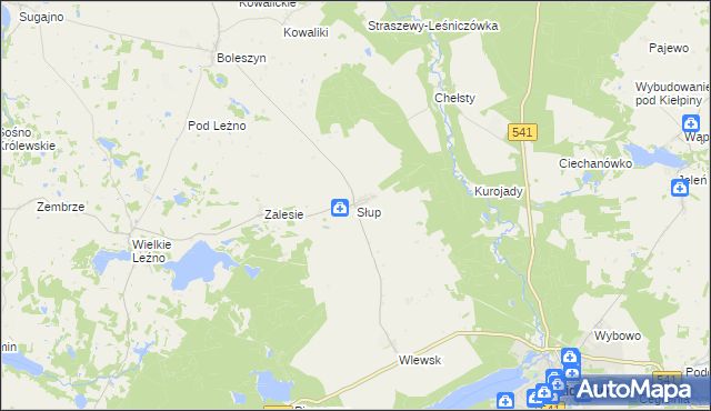 mapa Słup gmina Lidzbark, Słup gmina Lidzbark na mapie Targeo
