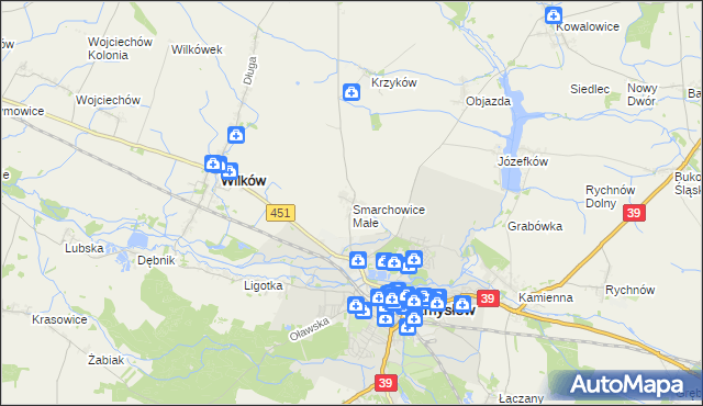 mapa Smarchowice Małe, Smarchowice Małe na mapie Targeo