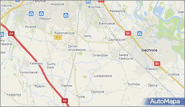 mapa Smardzów gmina Siechnice, Smardzów gmina Siechnice na mapie Targeo