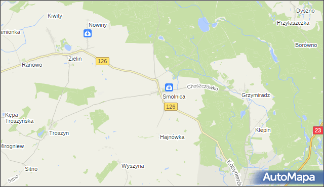 mapa Smolnica gmina Dębno, Smolnica gmina Dębno na mapie Targeo