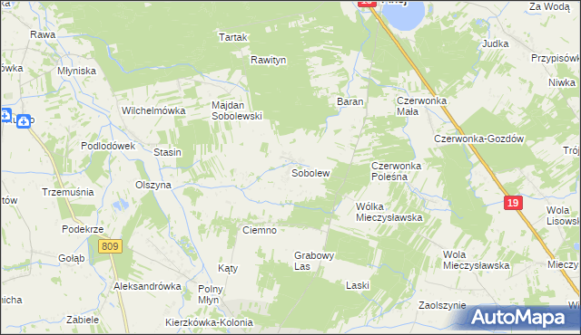 mapa Sobolew gmina Firlej, Sobolew gmina Firlej na mapie Targeo