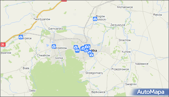 mapa Sobótka powiat wrocławski, Sobótka powiat wrocławski na mapie Targeo